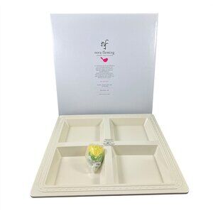 Nora Fleming Square Divided Server Tray with Yellow Tulip Mini Melamine NEW